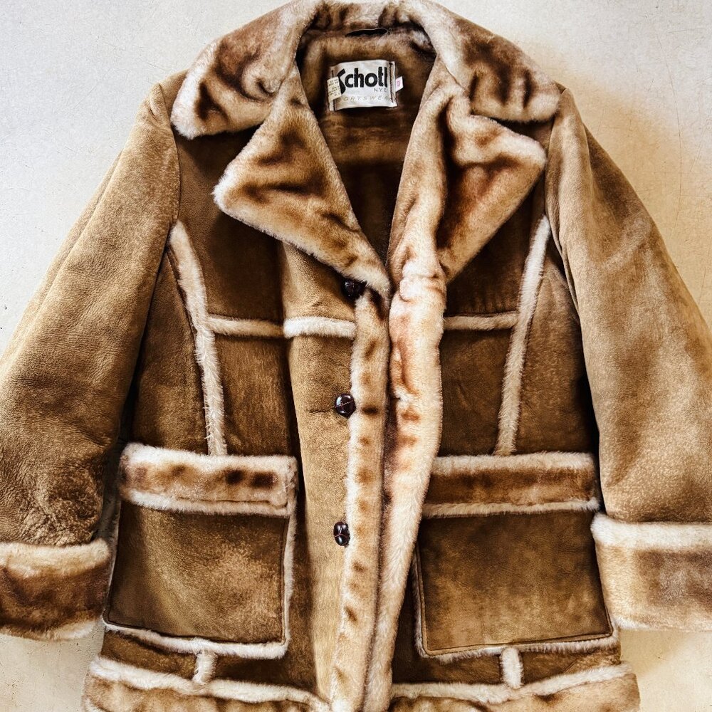 NWOT Schott Brown Shearling Sheepskin Marlboro Rancher Coat Jacket 42 Large